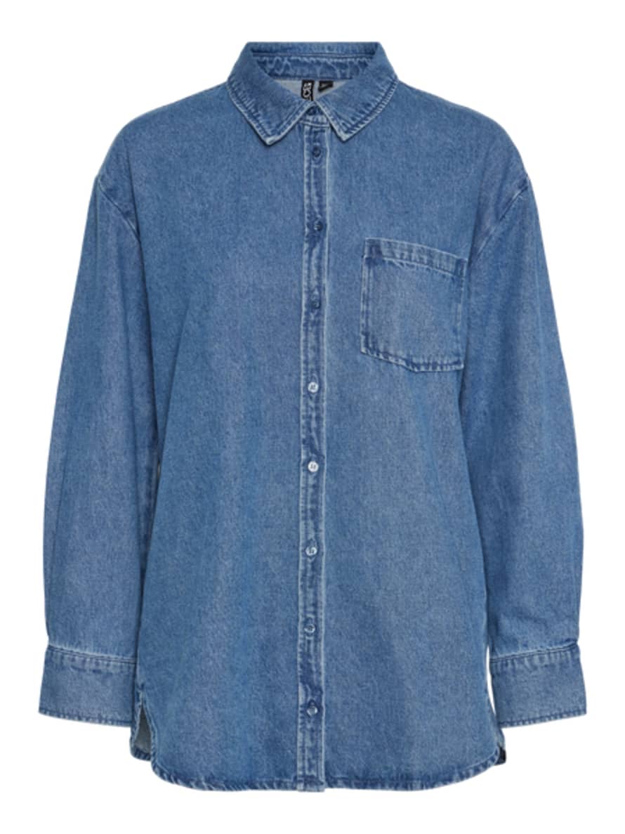 Pieces Pcmaisie Medium Blue Denim Blouse