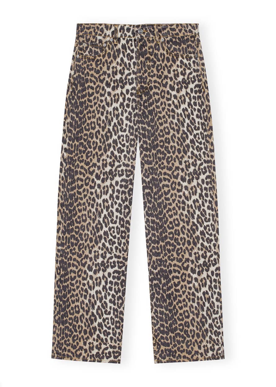 Ganni Leopard Print Denim Izey Jeans