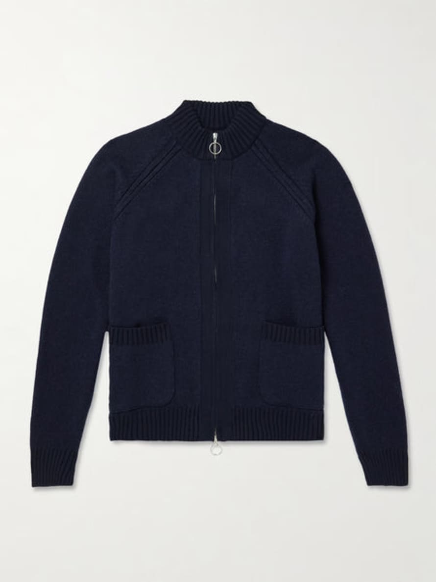 Spoiled Life Folk - Knitted Zip Through Bomber - Navy