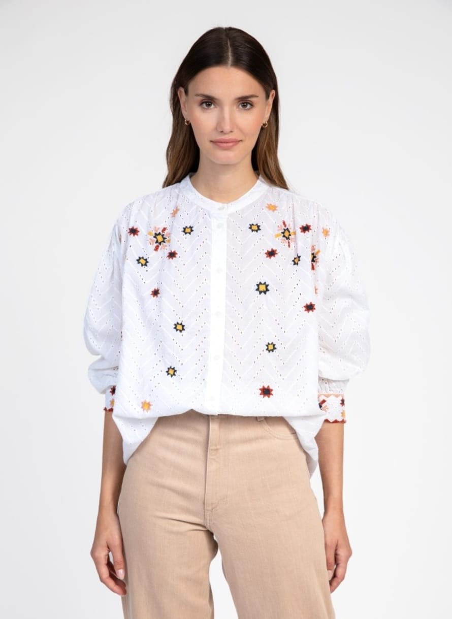 ange  Blouse Brodée Écru