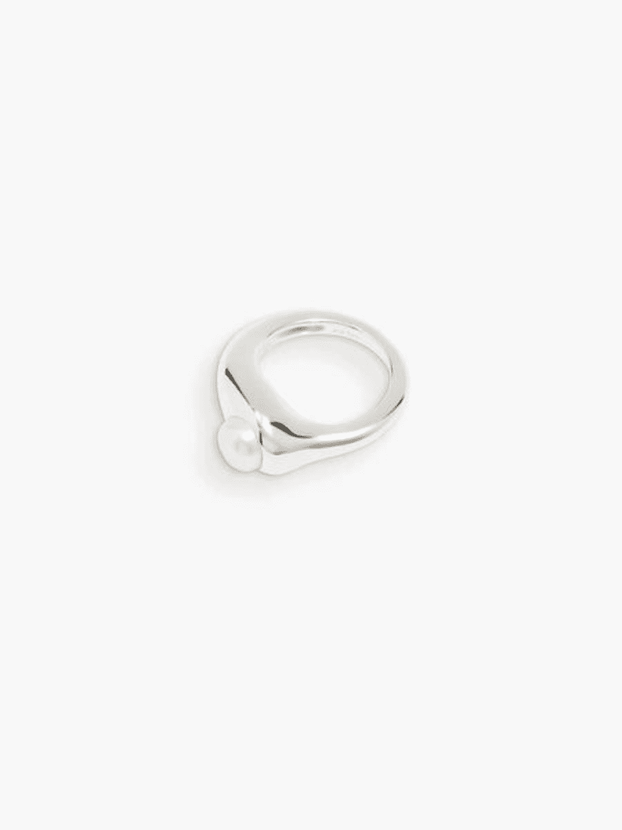 Ragbag Dualism Freshwater Pearl Ring - Silver