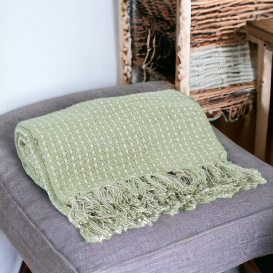 Persora Green And White Throw