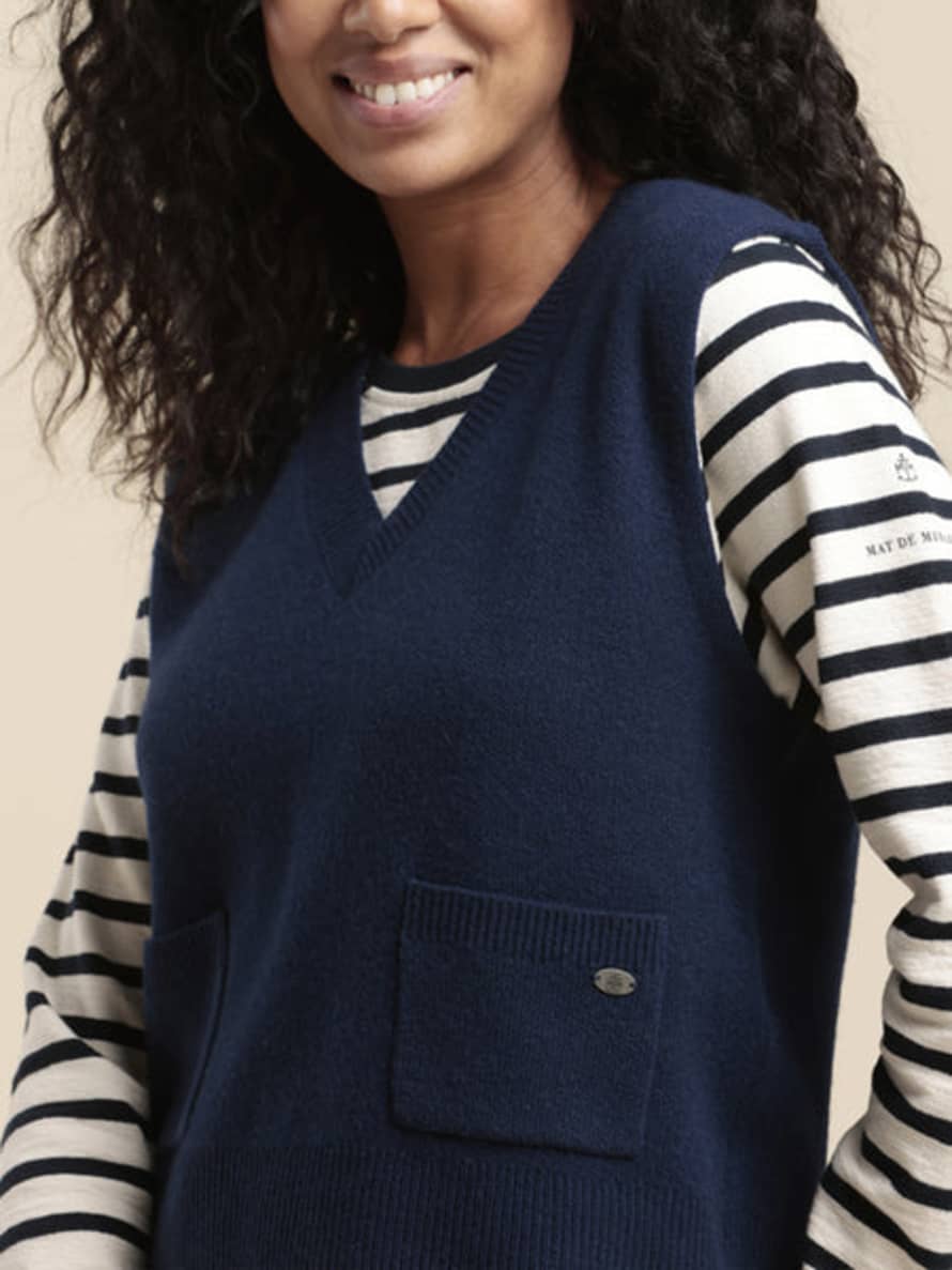 Mat De Misaine Tiksi Navy Knitted Wool Vest