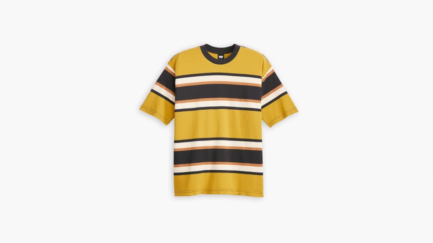 Levi's T Shirt Uomo A1005 0024 Skate Tee Sulphur Stripe Green and Brown