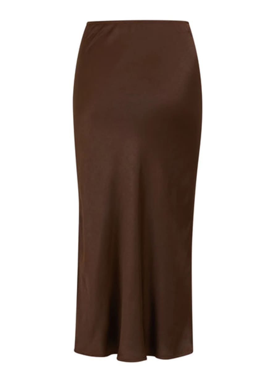 Coster Copenhagen Heart Skyler Mid Length Silky Skirt In Autumn Brown