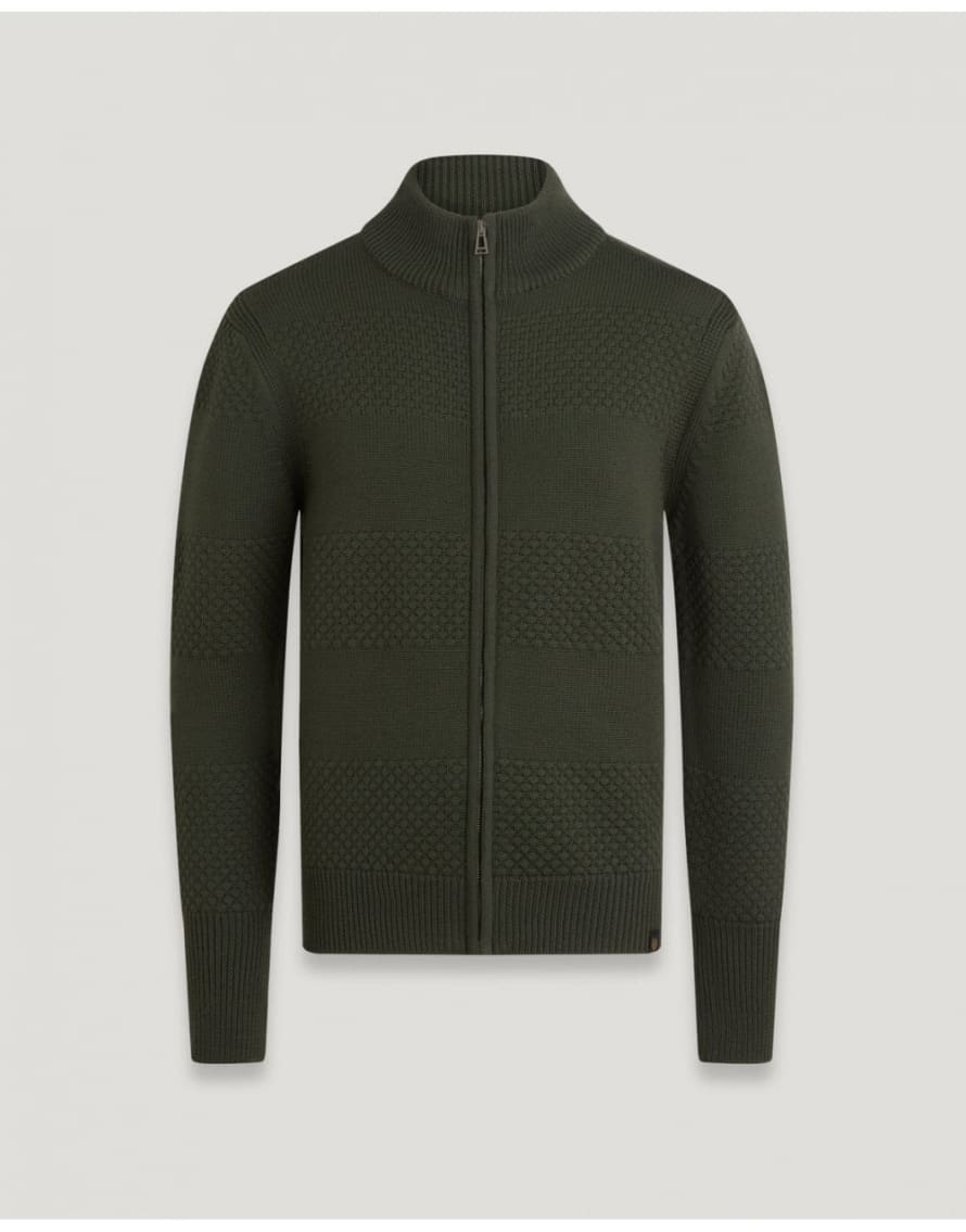 Belstaff Sternway Textured Full Zip Cardigan Col: Tile Green, Size: Xx