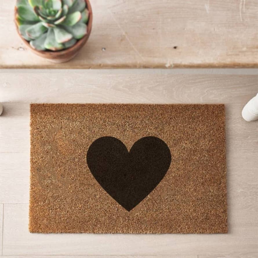 Gainsborough Giftware 60cm Black Heart Coir Door Mat