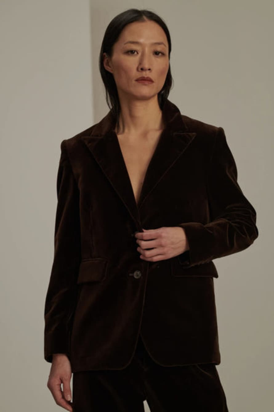 soeur Cassiopee Marron Velvet Jacket