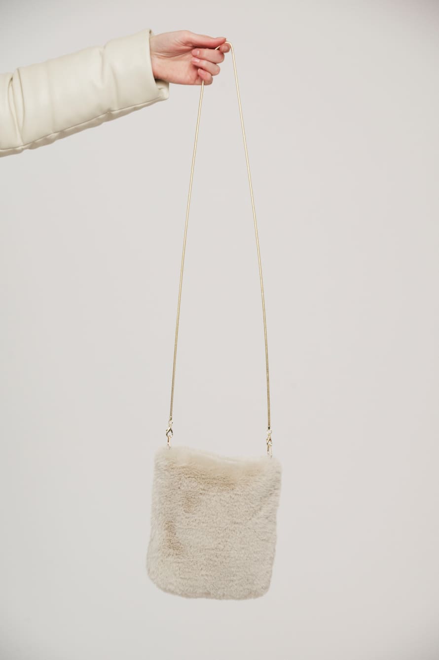 Rino and Pelle Doxy Small Faux Fur Shoulder Bag In Birch