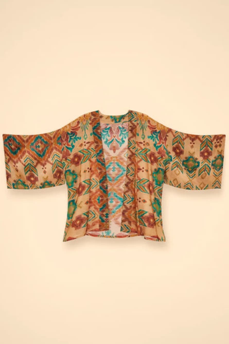 Powder Pkj61 Warm Cream Ikat Kimono Jacket