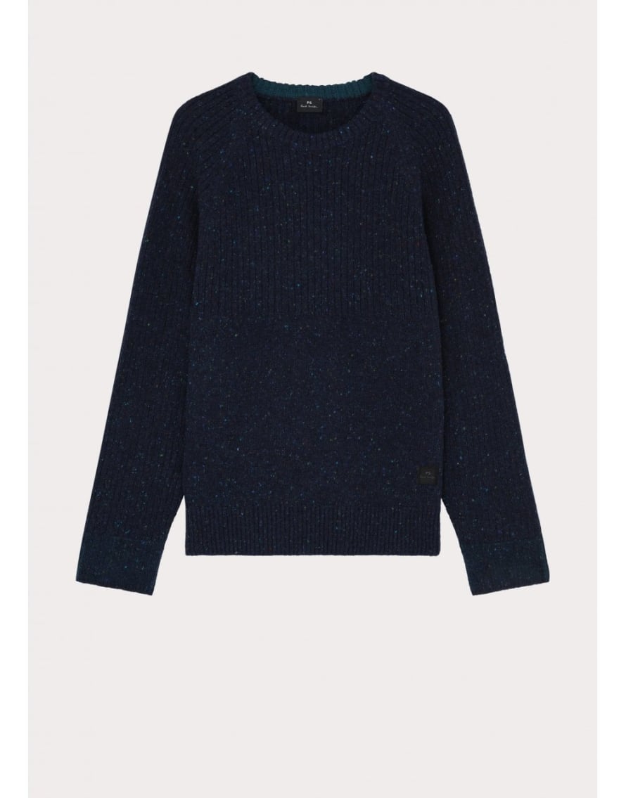 Paul Smith Melange Knitted Crew Neck Jumper Col: 49 Navy