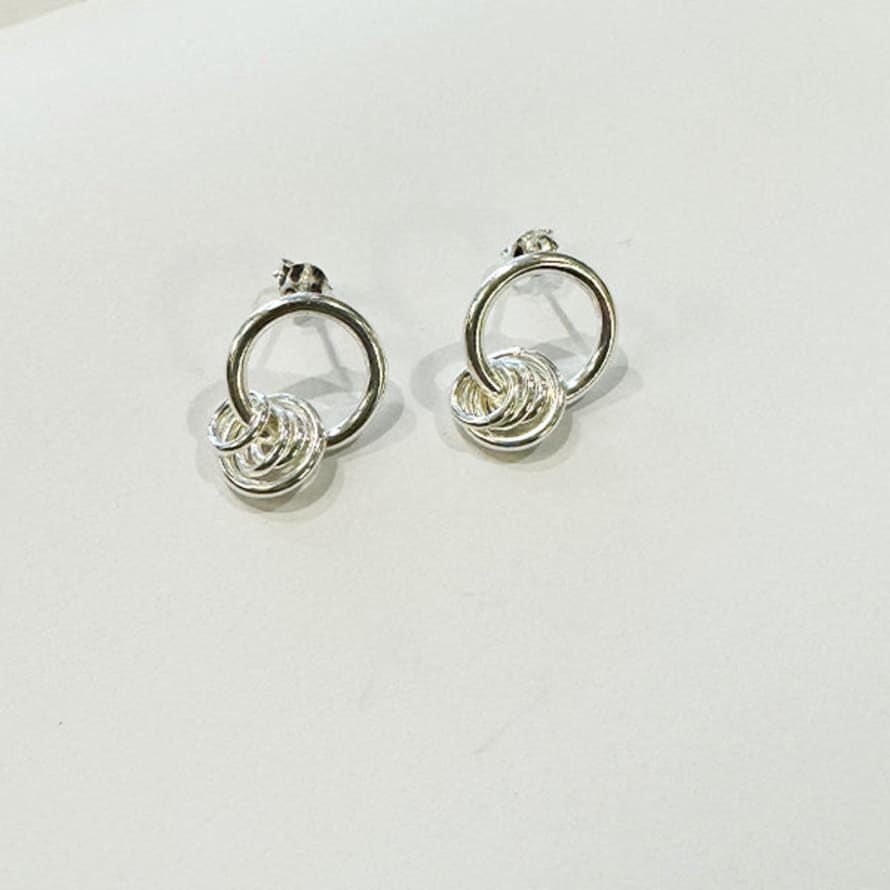 Annie Mundy Jl-05 Silver Circle Drop Chain Earrings