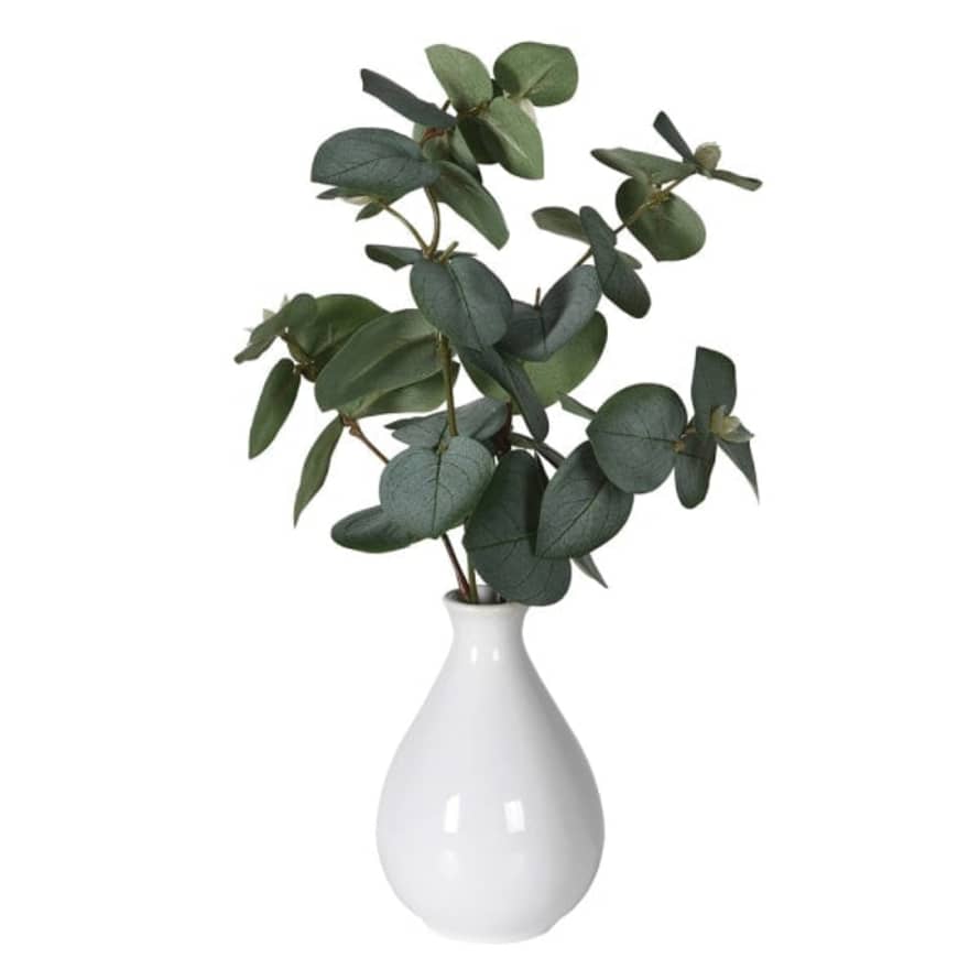 Persora Artificial Eucalyptus In A White Vase