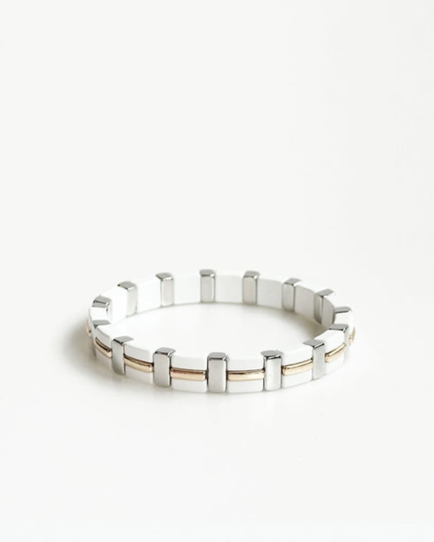 The Aloft Shop White & Gold Tile Bracelet