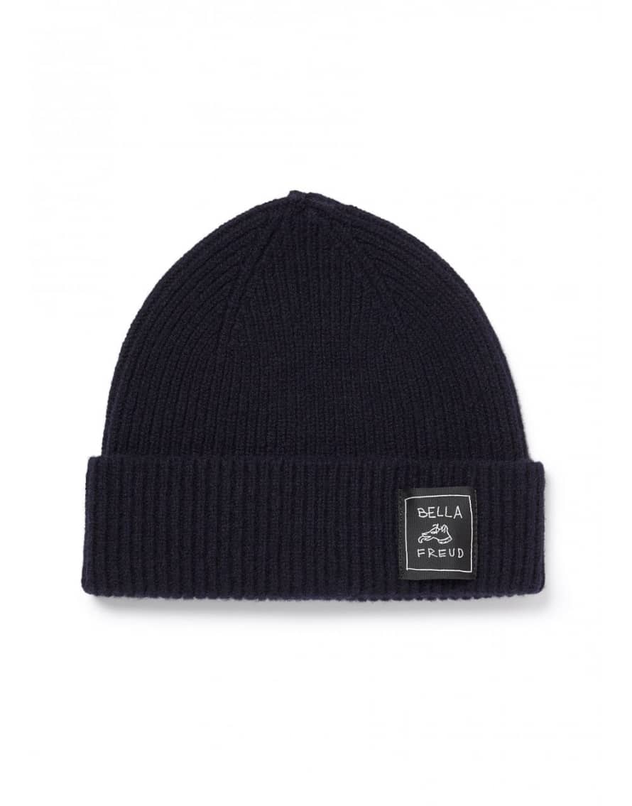 Bella Freud  Knitted Stamp Logo Beanie Size: OS, Col: Navy