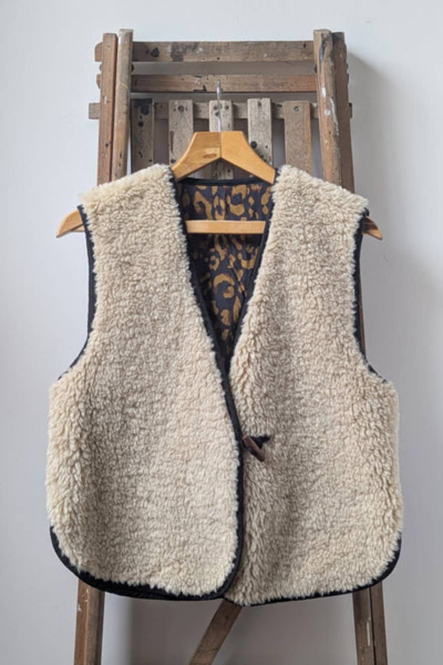 Leon & Harper Vallos Ecru Faux-shearling Vest