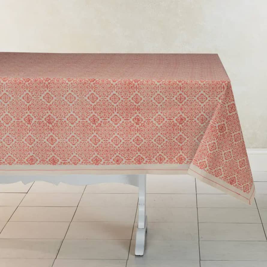 Sustainable Threads Mosaic Rose Block-print Tablecloth