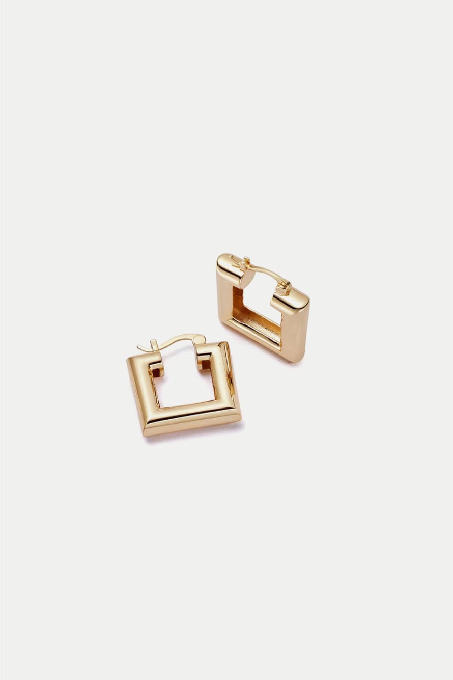 Daisy London Gold Plated Polly Sayer Mini Chubby Square Hoop Earrings