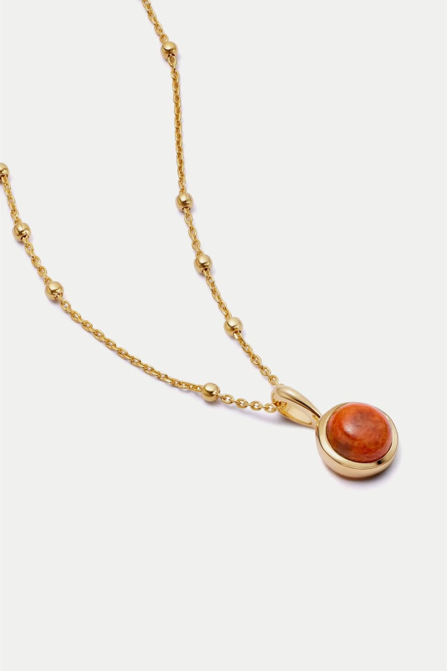 Daisy London Gold Plated Red Coral Healing Stone Necklace