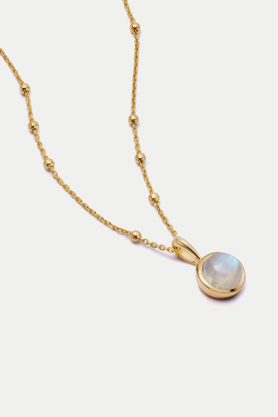 Daisy London Gold Plated Rainbow Moonstone Healing Stone Necklace