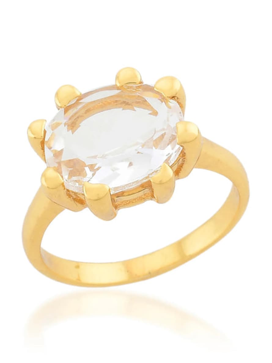 Shyla - Oval Claw Ring - Crystal Clear