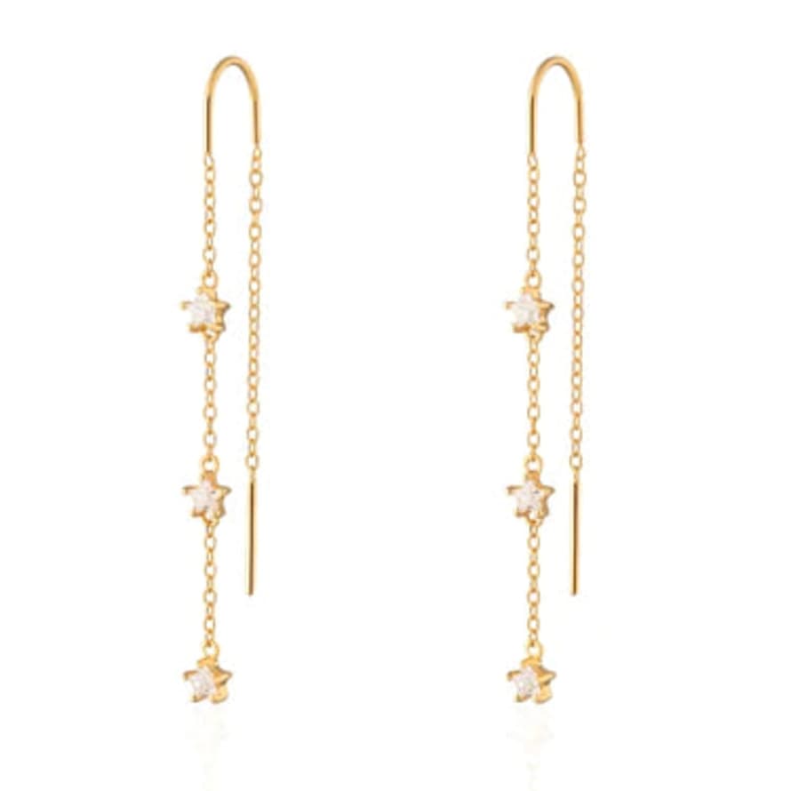 Scream Pretty  Sparkling Star Threader Earrings By - Gold