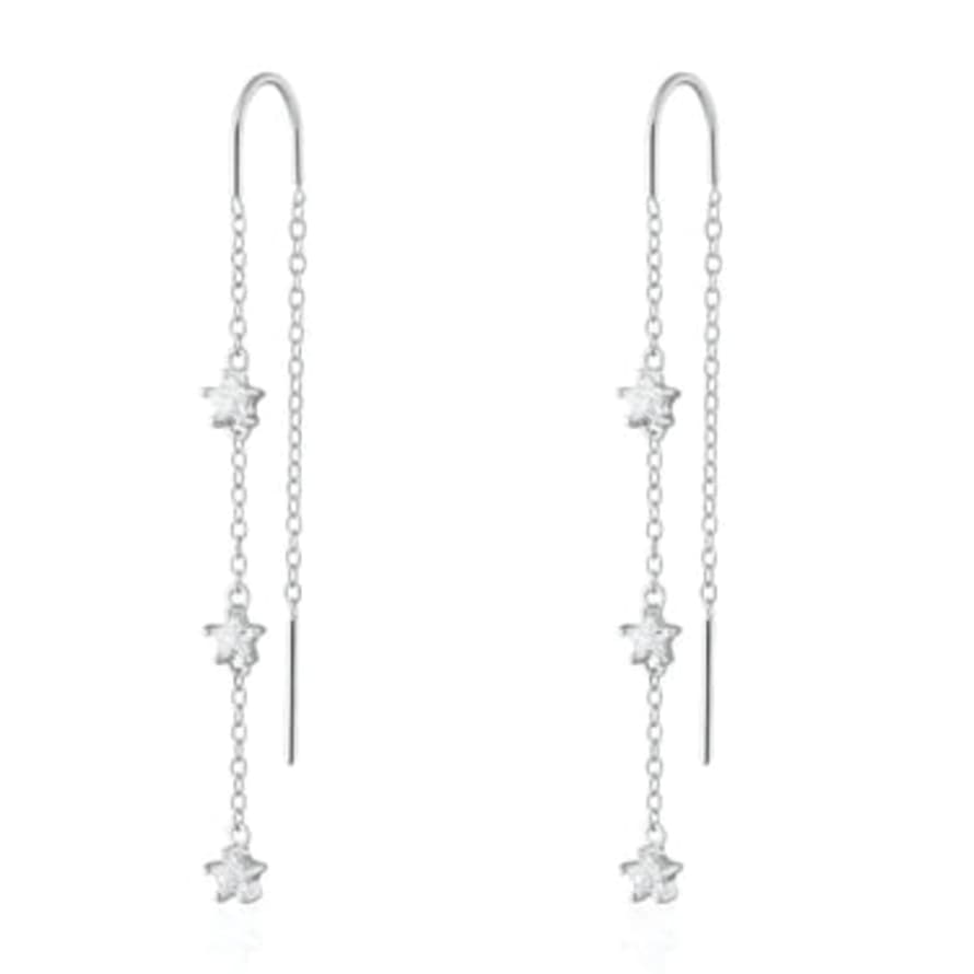 Scream Pretty  Sparkling Star Threader Earrings By - Silver