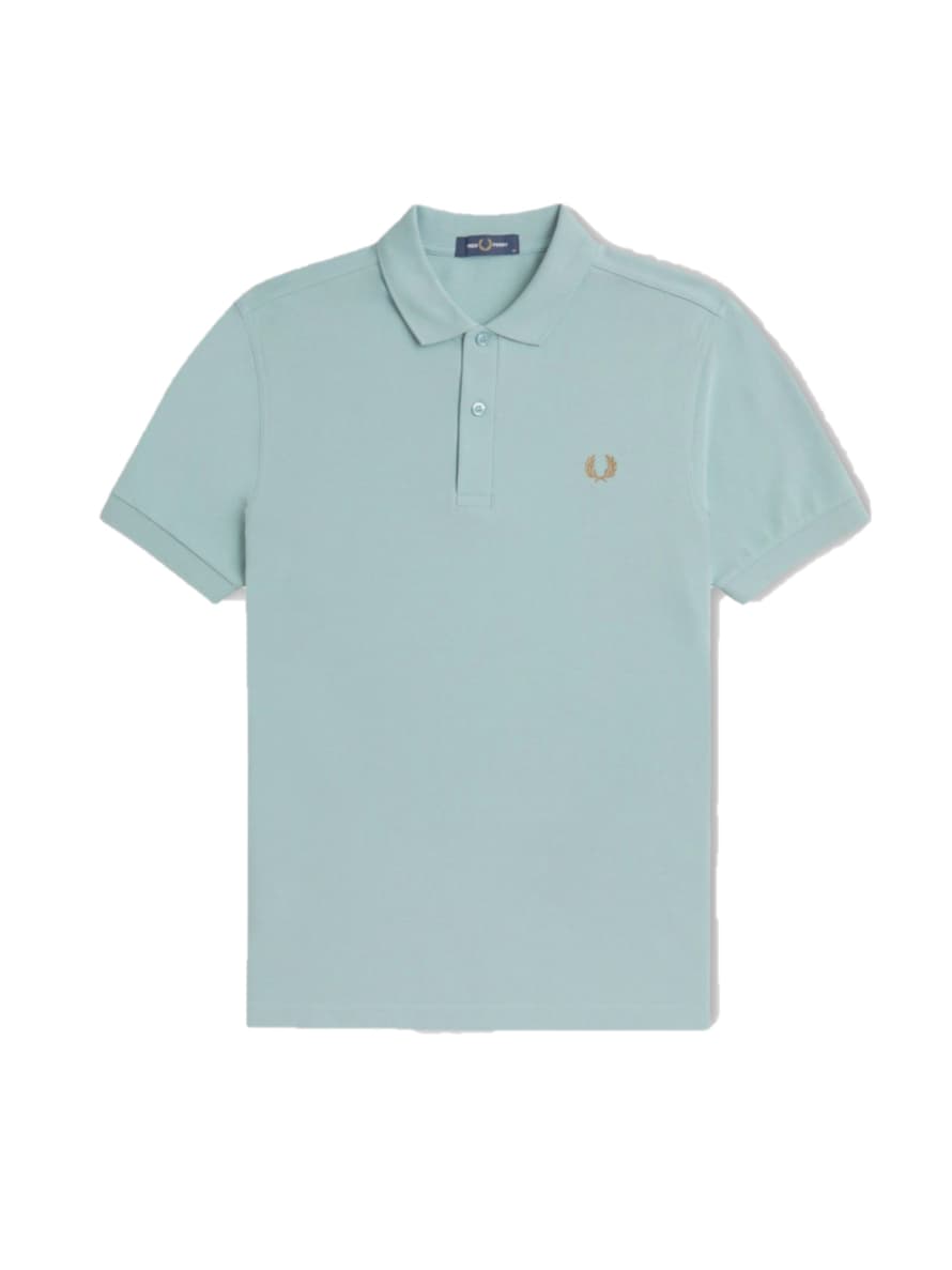 Fred Perry Slim Fit Plain Polo Silver Blue / Dark Caramel