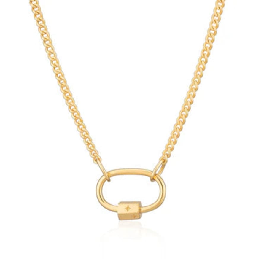 Scream Pretty  Oval Carabiner Curb Chain Necklace - Gold