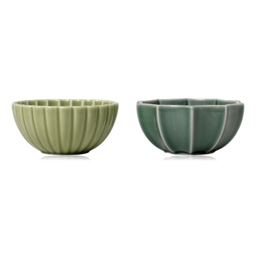 Dottir Samsurium Ceramic Mini Bowls Wasabi & Spruce