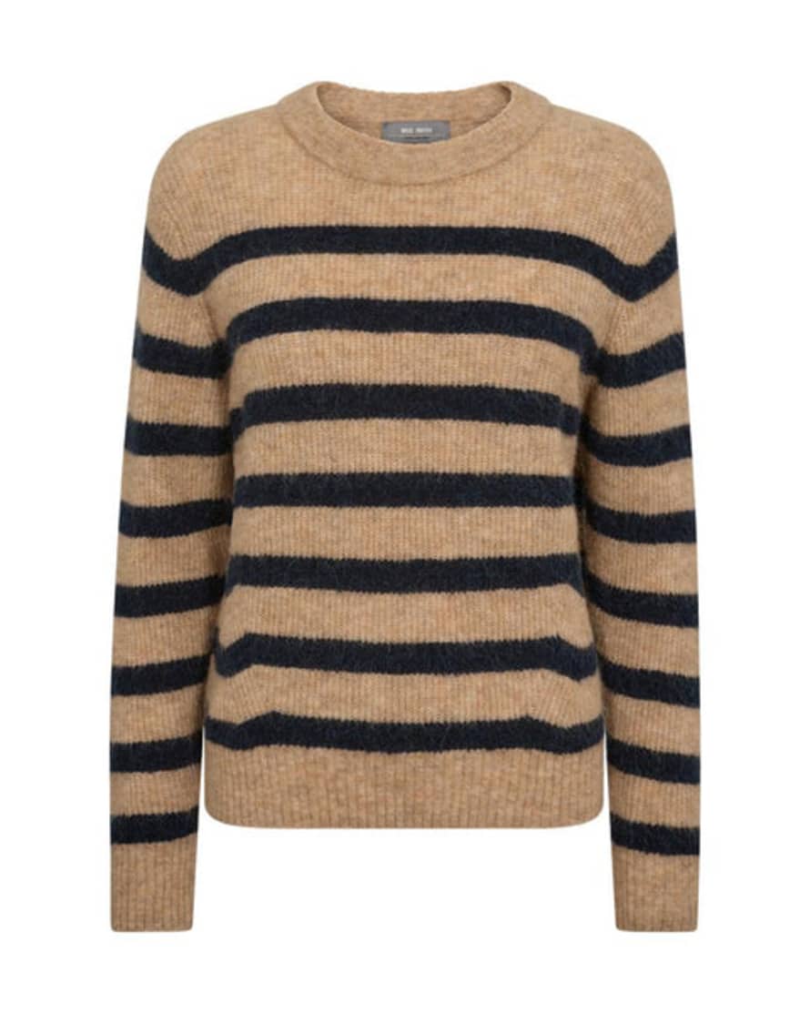 Mos Mosh Thora Striped Crewneck Jumper Navy & Caramel