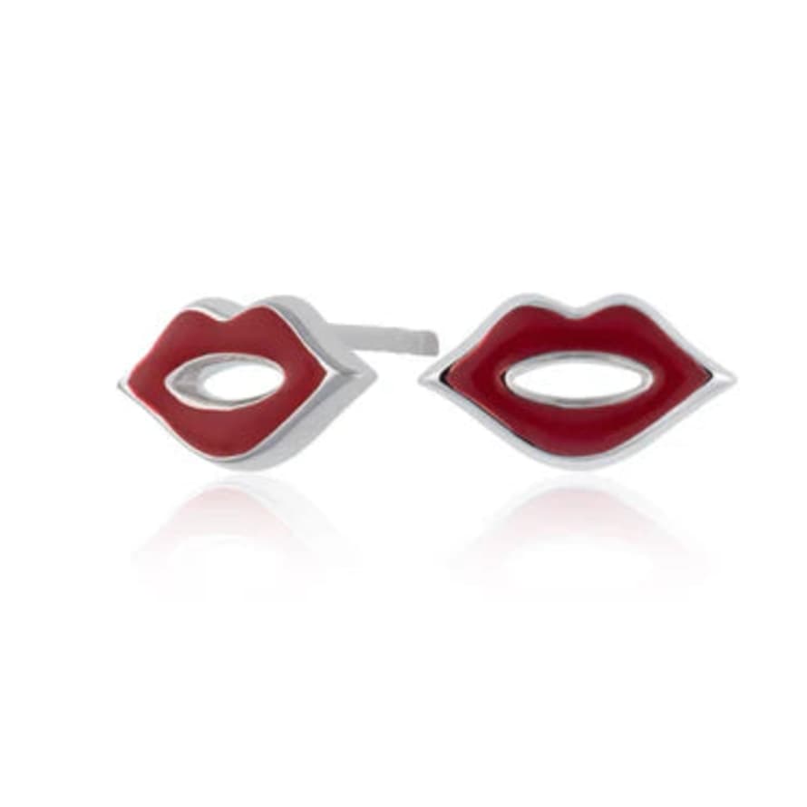 Scream Pretty  Red Lips Stud Earrings By -silver