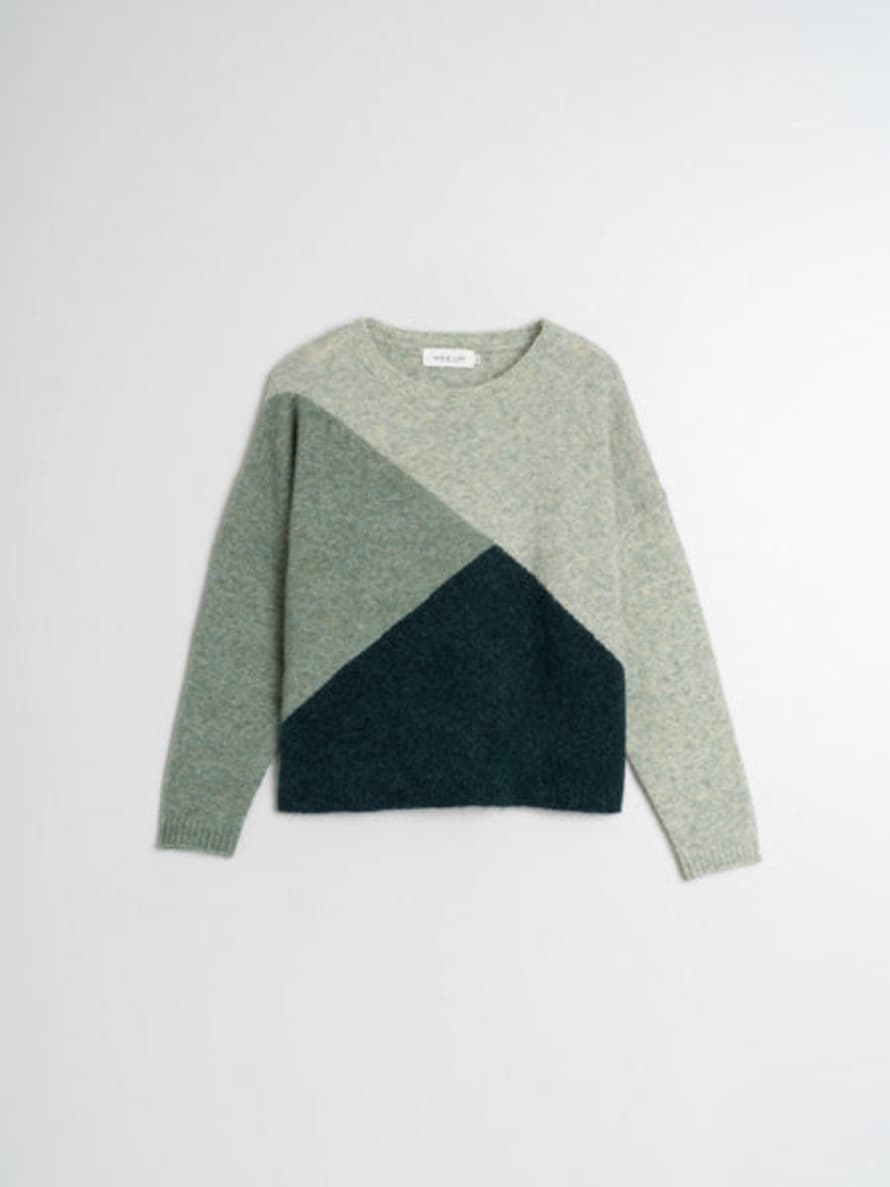 Indi & Cold Teal Bias Print Mohair Sweater