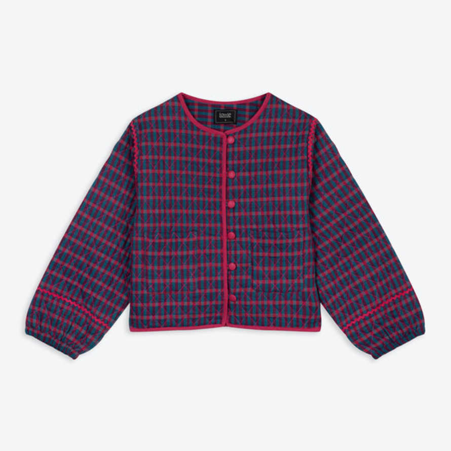 Lowie Teal And Red Check Quilted Jacket