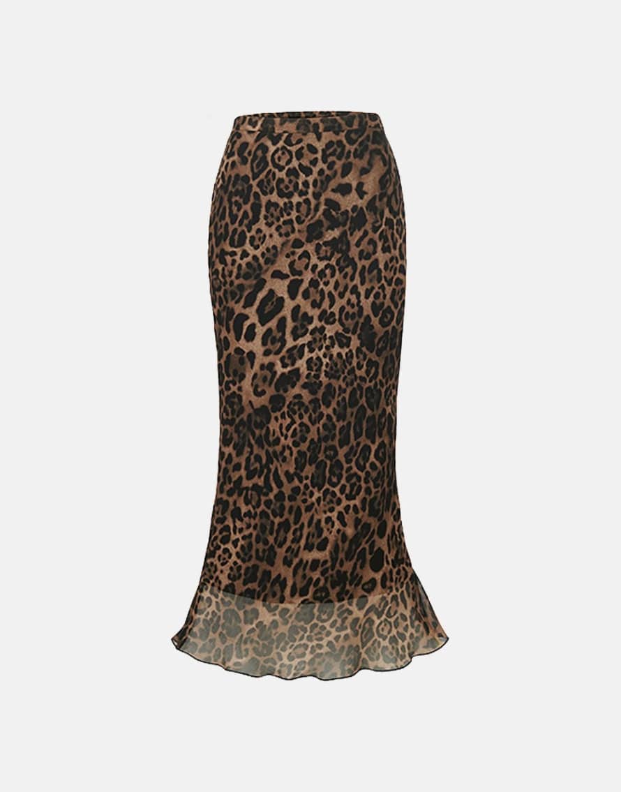 Riani Leopard Slim Fit Midi Skirt Col: 884 Brown Multi