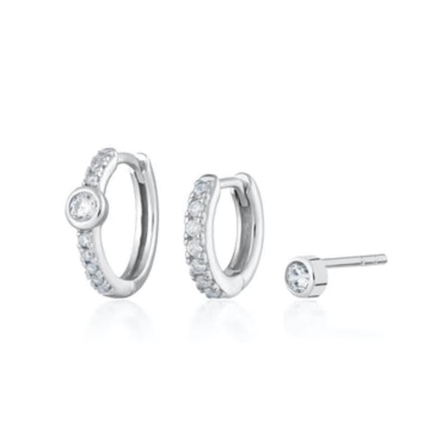 Scream Pretty  Hannah Martin Sparkling Bezel Set of 3 Earrings - Sterling Silver