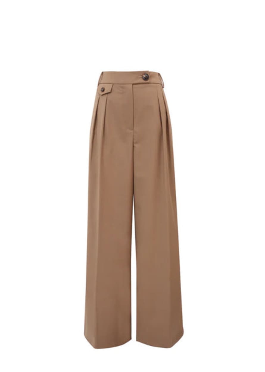 FRNCH Lorina Wide Leg Trousers - Camel