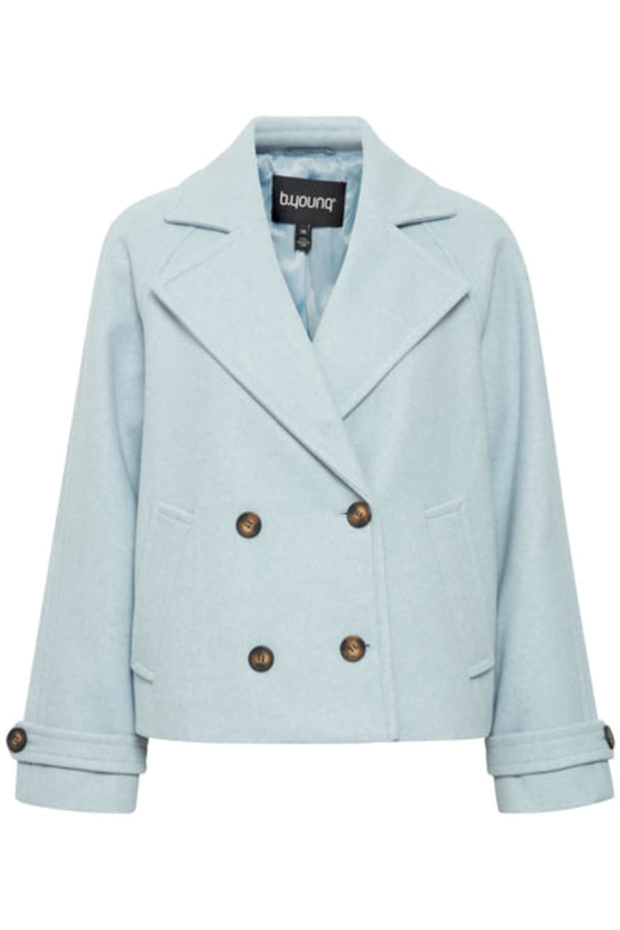 b.young Cilia Caban Jacket In Dusty Blue Melange