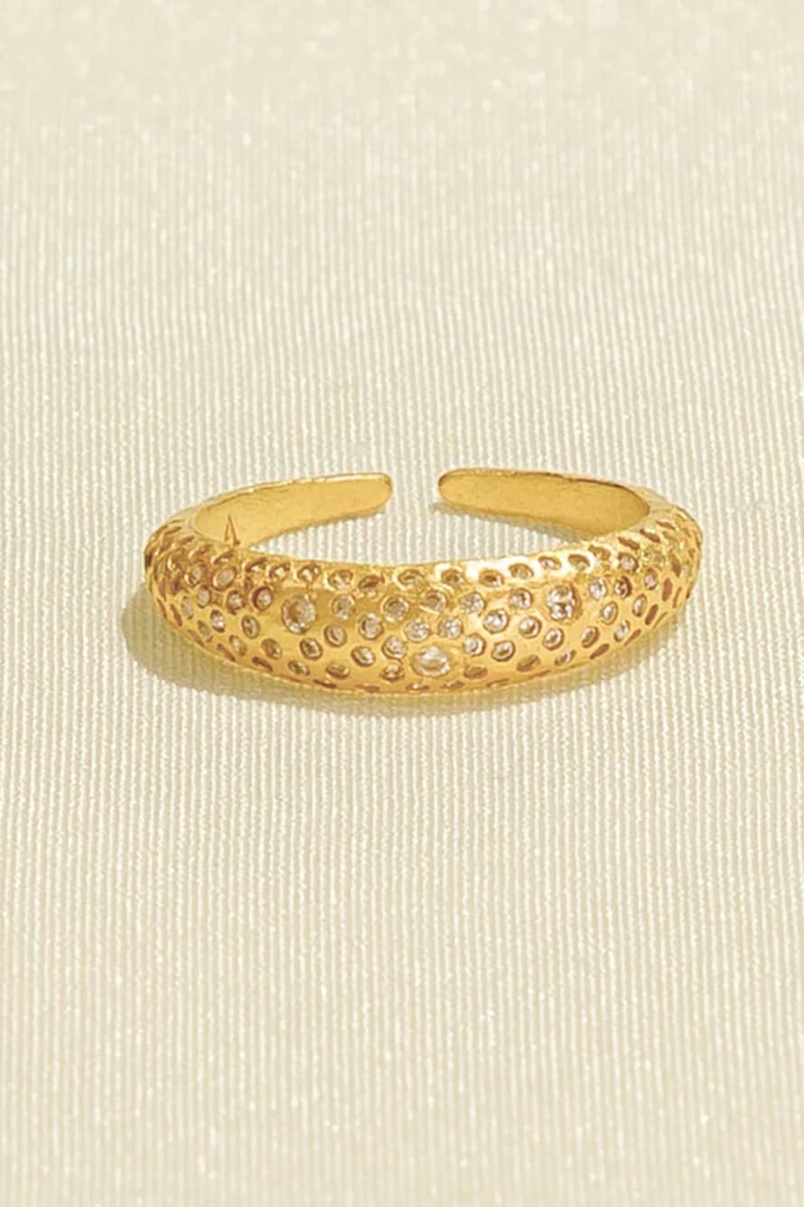 Agapée Astria Gold White Zirconia Ring