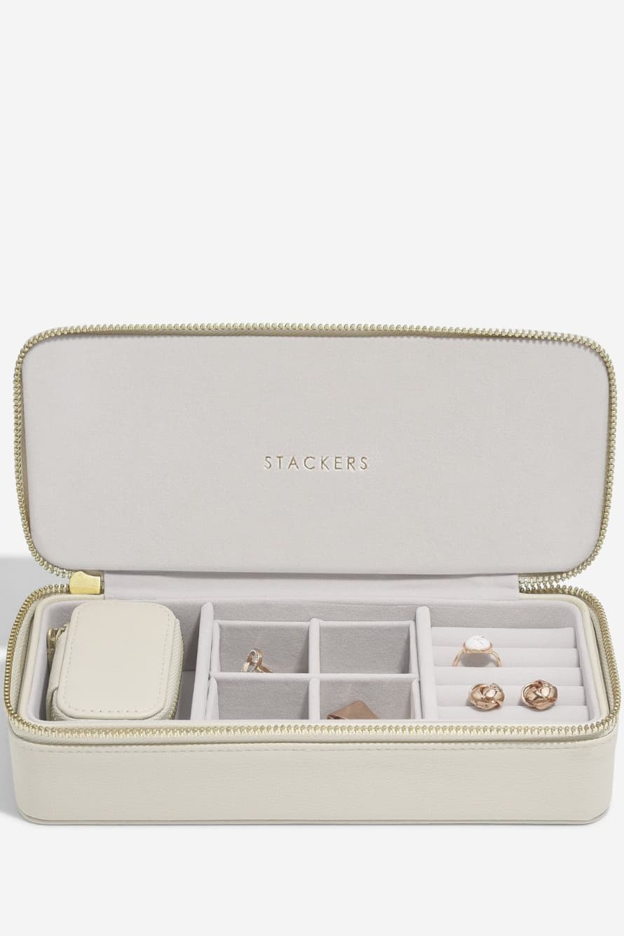 Stackers Large Oatmeal Zipped Travel Jewellery Box