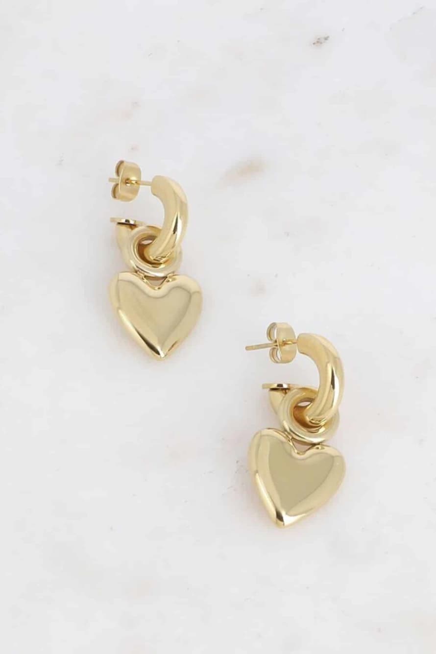 Bohm Paris Gold Heart Pendant Earrings