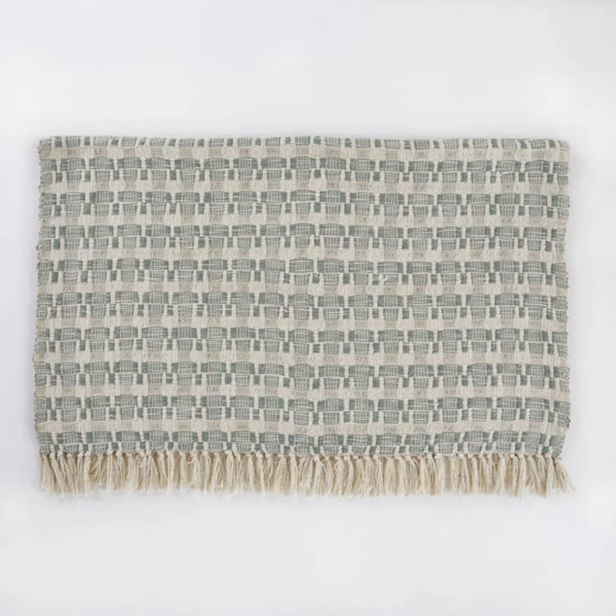 Weaver Green Dove Grey Chequerboard Throw 100x220 Cm