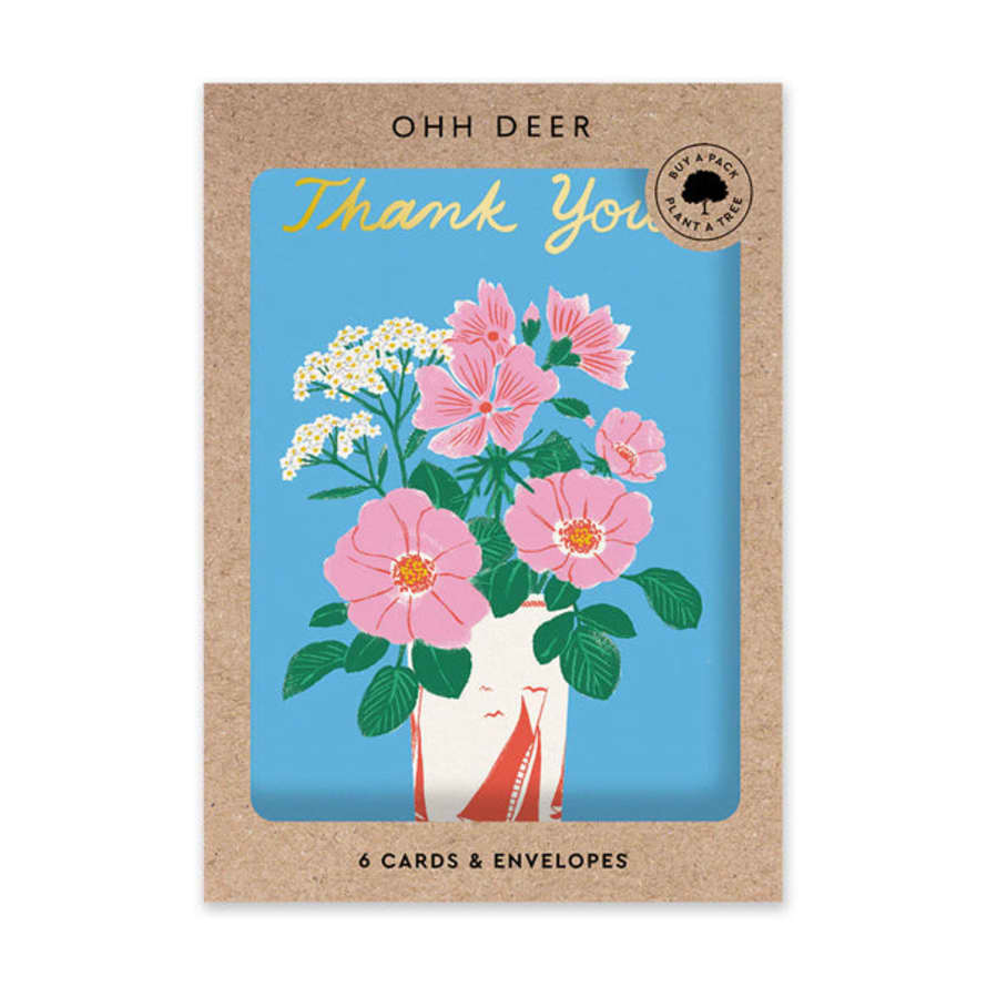 Ohh Deer Floral Vase Thank You Card Set