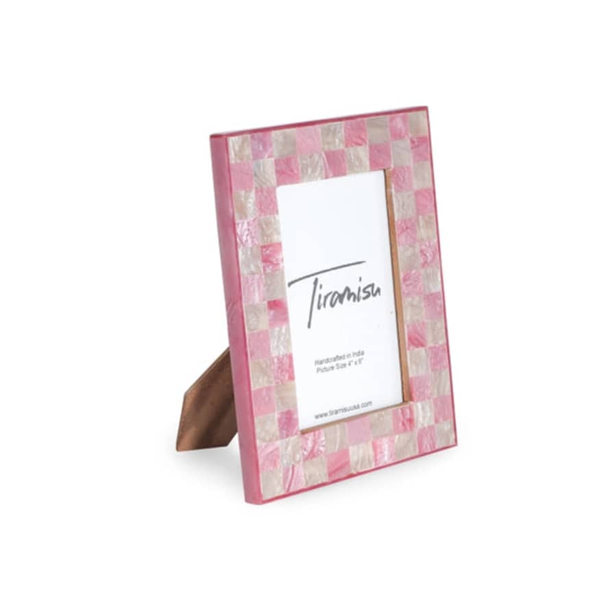 Tiramisu Pink and Cream Checkerboard Frame