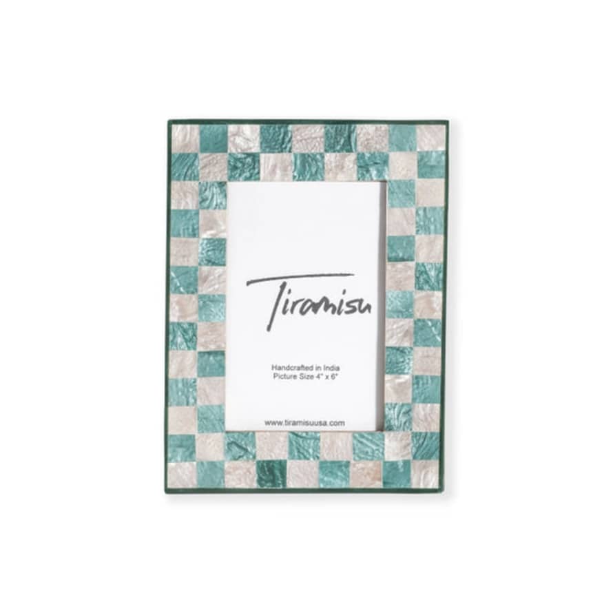 Tiramisu Turquoise and Cream Checkerboard Frame