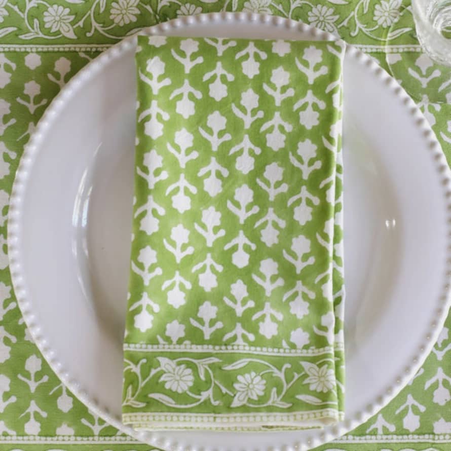 Pacific and Rose Pair Of Large Green Flower Napkin