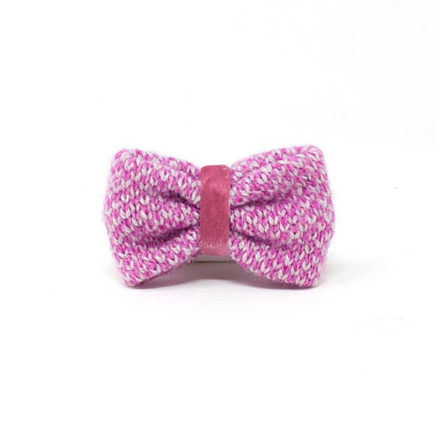 Stocky & Dee Small Harris Design - Luxury Dog Bow Tie - Pink & Dove