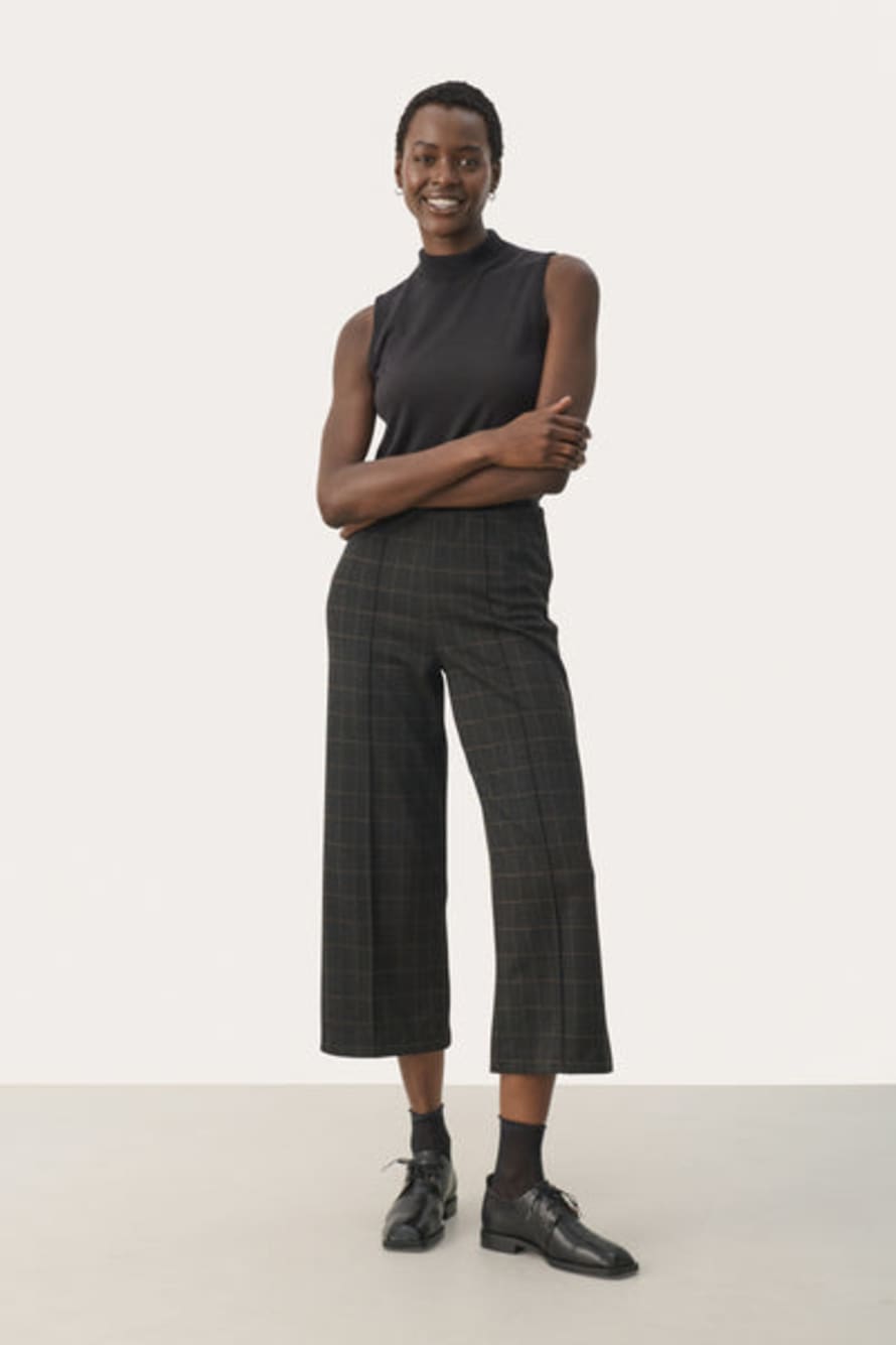 Part Two Ilisan Warm Grey Check Trousers