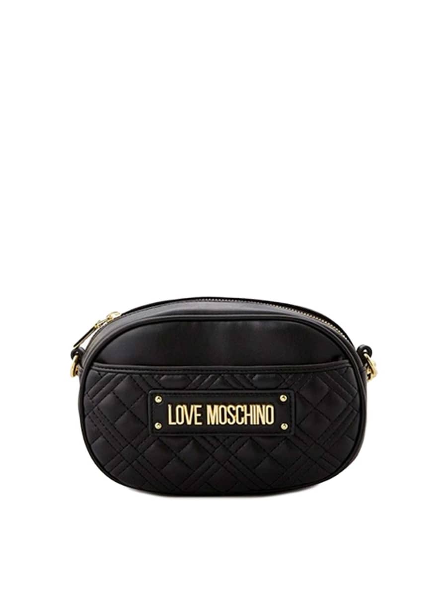 MOSCHINO Quilted Logo Plaque Crossbody Bag