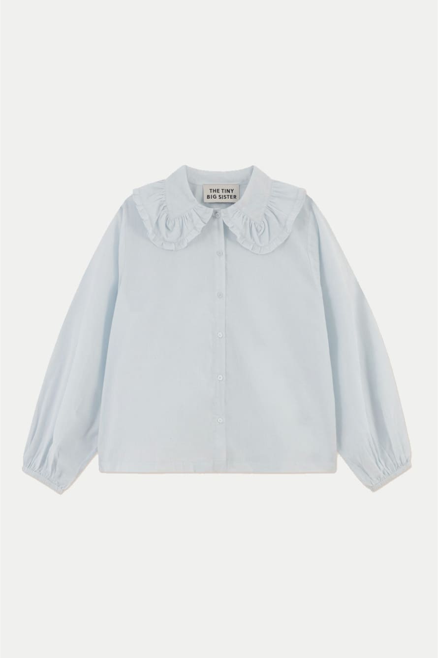 The Tiny Big Sister Pastel Blue Frill Neck Blouse